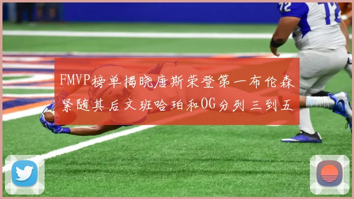 FMVP榜单揭晓唐斯荣登第一布伦森紧随其后文班哈珀和OG分列三到五位